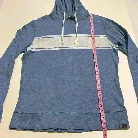 Faherty Mens Blue Hoodie Sweatshirt Striped Knit Organic Cotton Size Medium - Picture 5 of 10